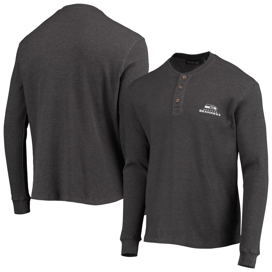 Seattle Seahawks Dunbrooke Logo Maverick Thermal Henley Long Sleeve T-Shirt - Heathered Gray