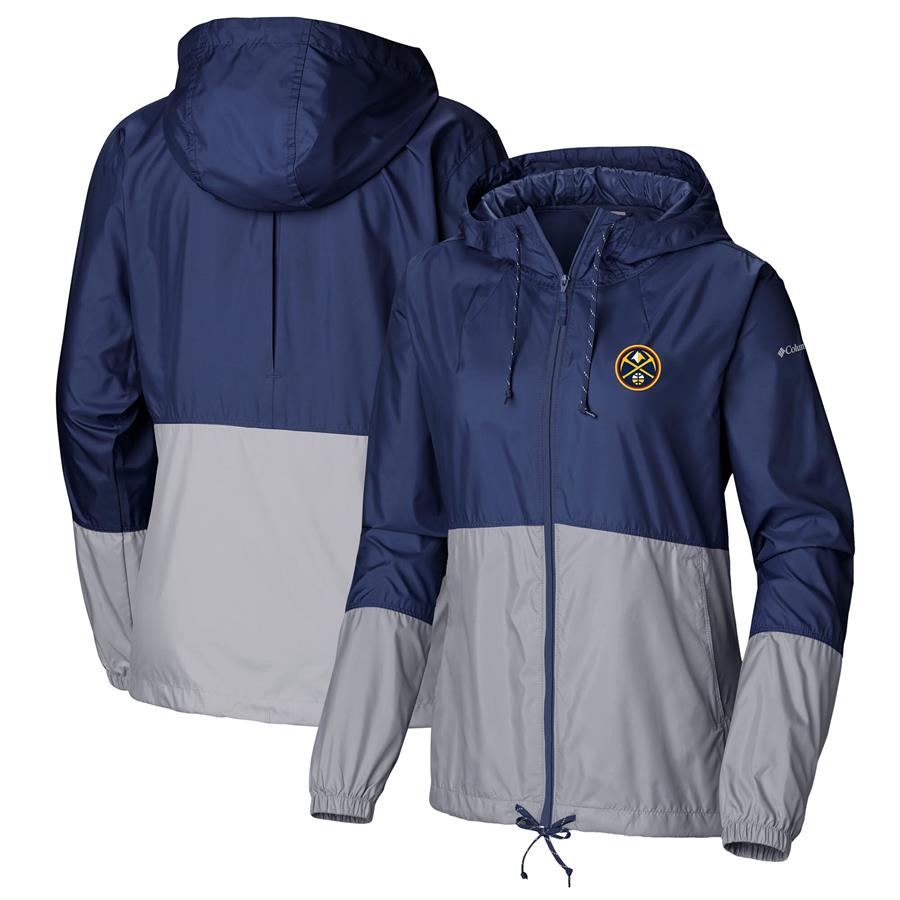 Denver Nuggets Columbia Women's Flashback Full-Zip Windbreaker Jacket - Navy