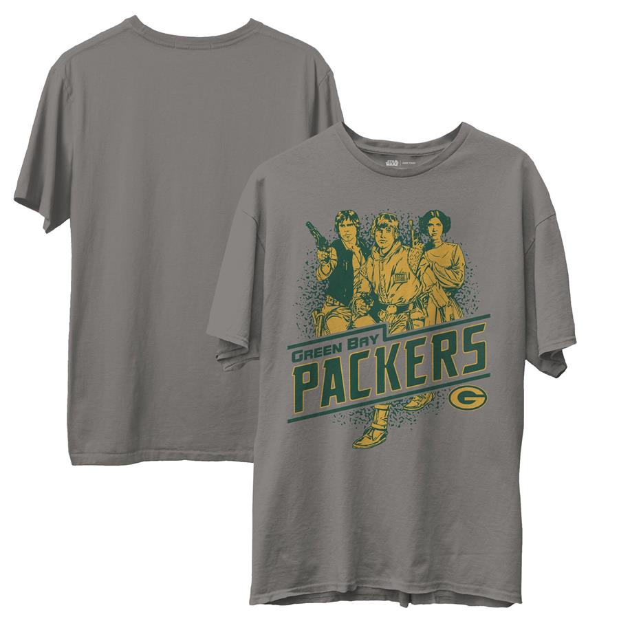 Green Bay Packers Junk Food Rebels Star Wars T-Shirt - Heathered Gray
