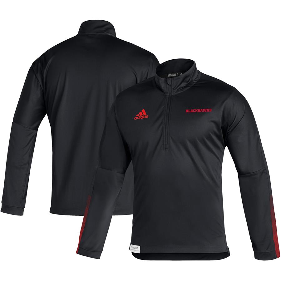 Chicago Blackhawks adidas Primeblue Quarter-Zip Jacket - Black