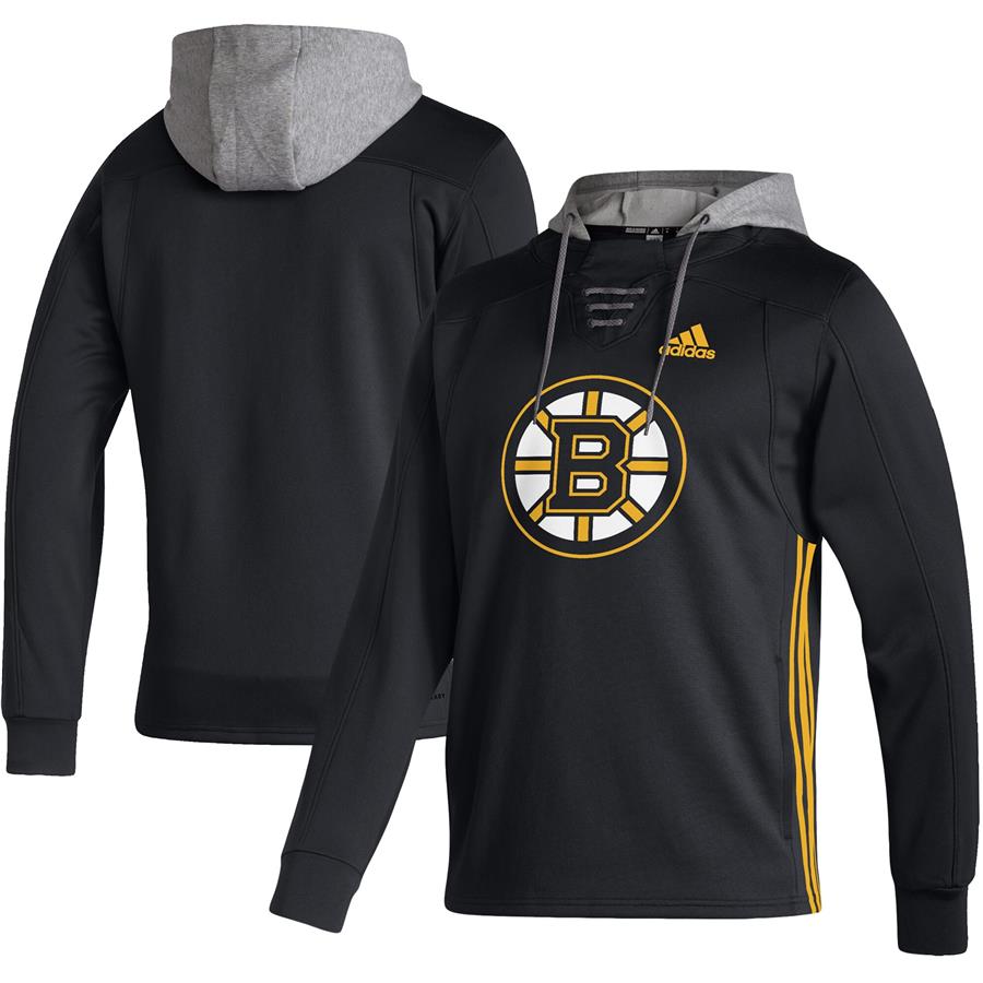 Boston Bruins adidas Skate Lace AEROREADY Pullover Hoodie - Black
