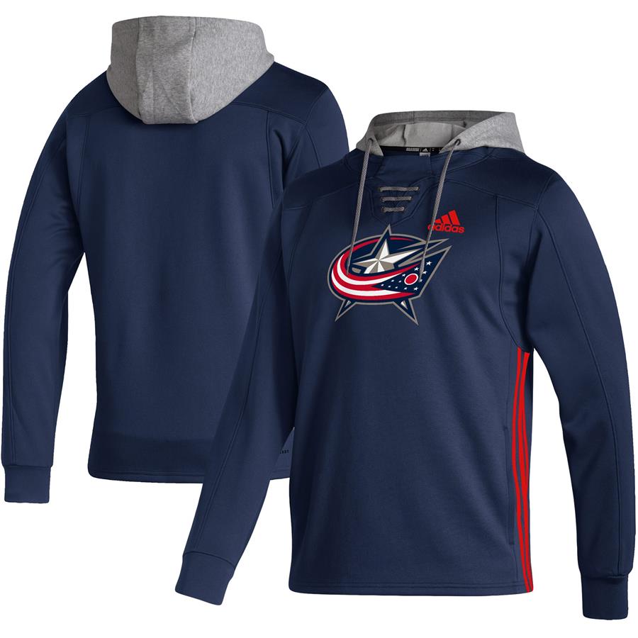 Columbus Blue Jackets adidas Skate Lace AEROREADY Pullover Hoodie - Navy