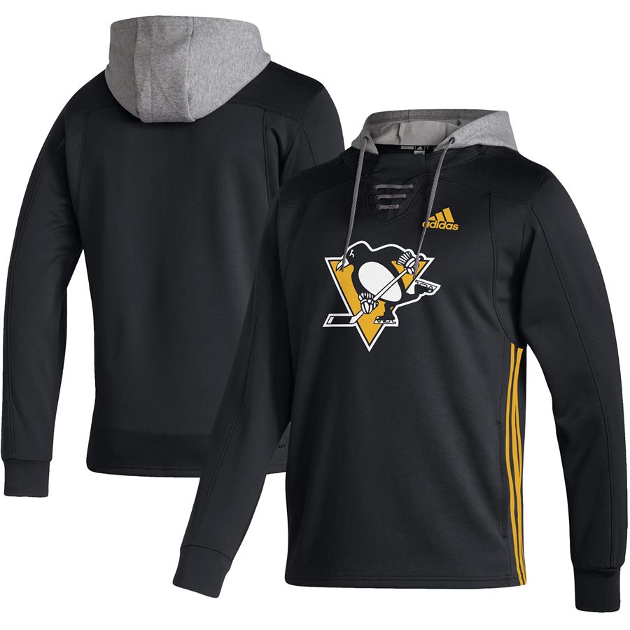 Pittsburgh Penguins adidas Skate Lace AEROREADY Pullover Hoodie - Black