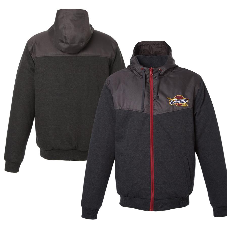 Cleveland Cavaliers JH Design Reversible Color Block Hooded Full-Zip Jacket - Charcoal