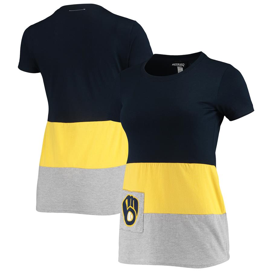 Milwaukee Brewers Refried Apparel Women's Sustainable Fitted T-Shirt - Navy