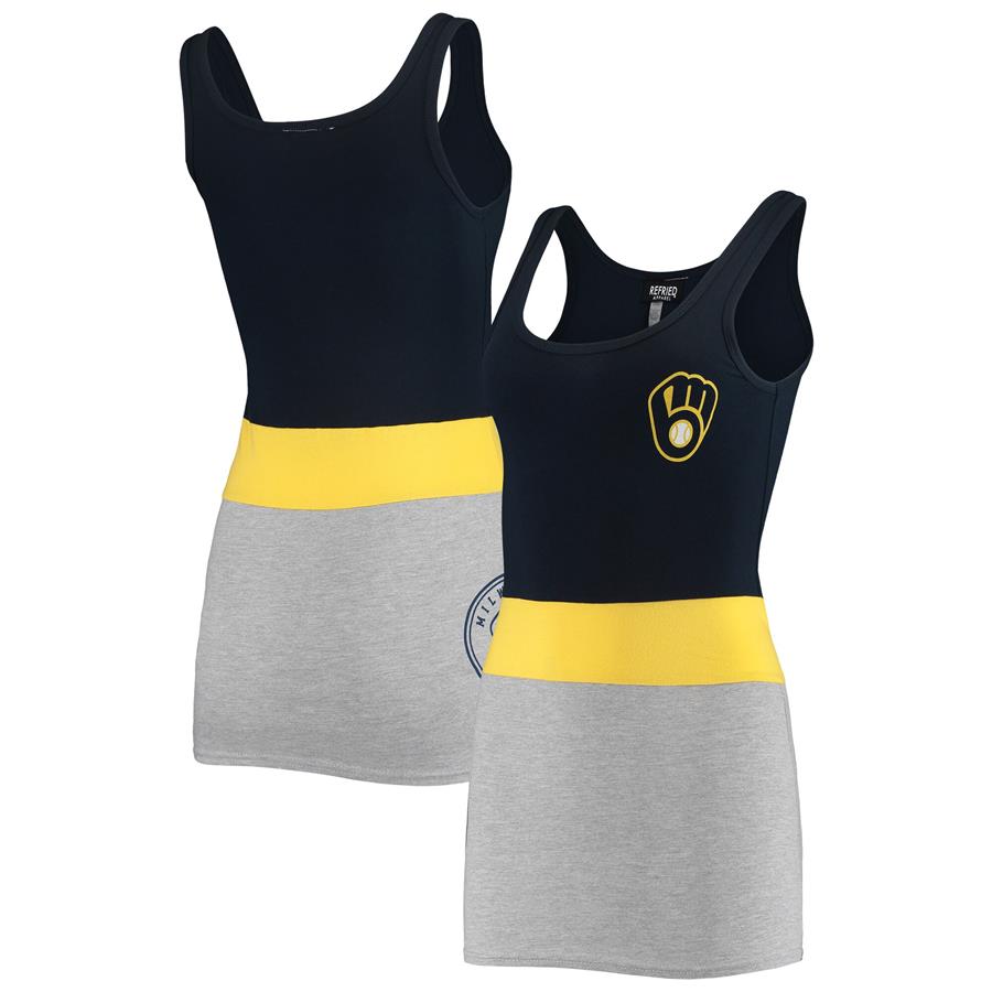 Milwaukee Brewers Refried Apparel Women's Sustainable Tri-Blend Tank Top - Navy