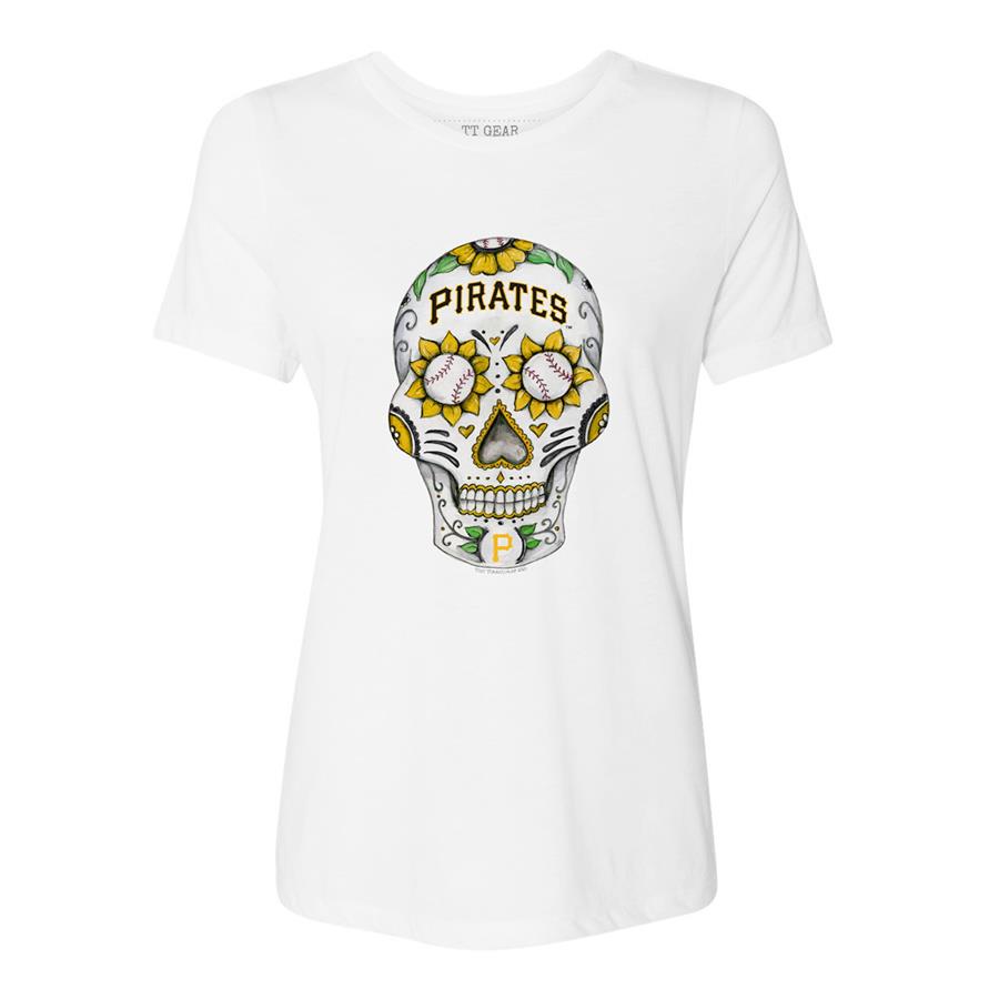Pittsburgh Pirates Tiny Turnip Women's Sugar Skull T-Shirt - White