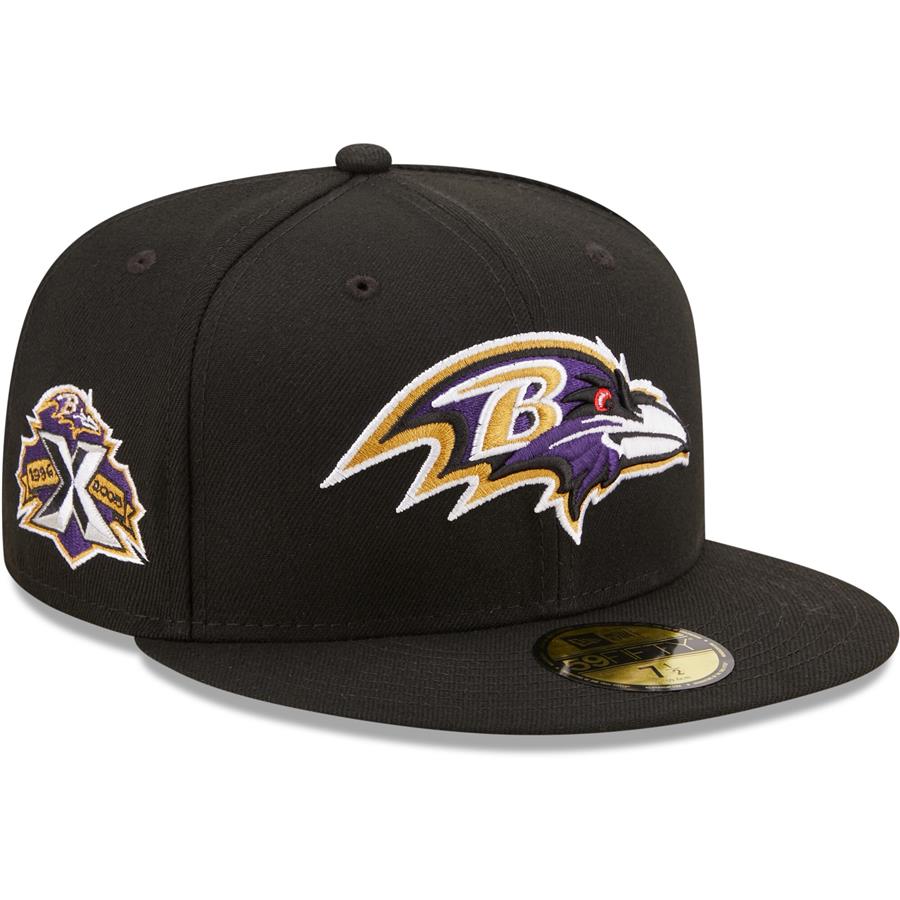 Baltimore Ravens New Era 10th Anniversary Patch 59FIFTY Fitted Hat - Black