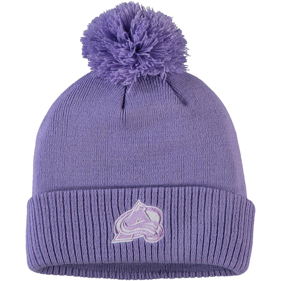 Colorado Avalanche adidas 2021 Hockey Fights Cancer Cuffed Knit Hat with Pom - Purple