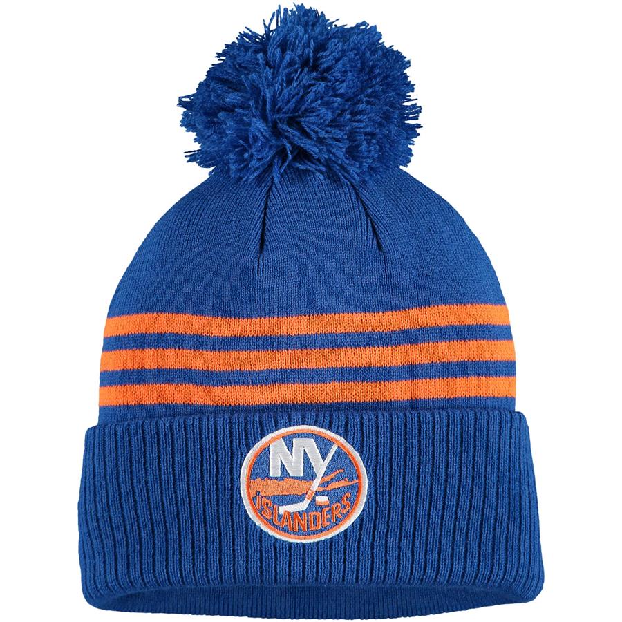 New York Islanders adidas Locker Room Three Stripe Cuffed Knit Hat with Pom - Royal