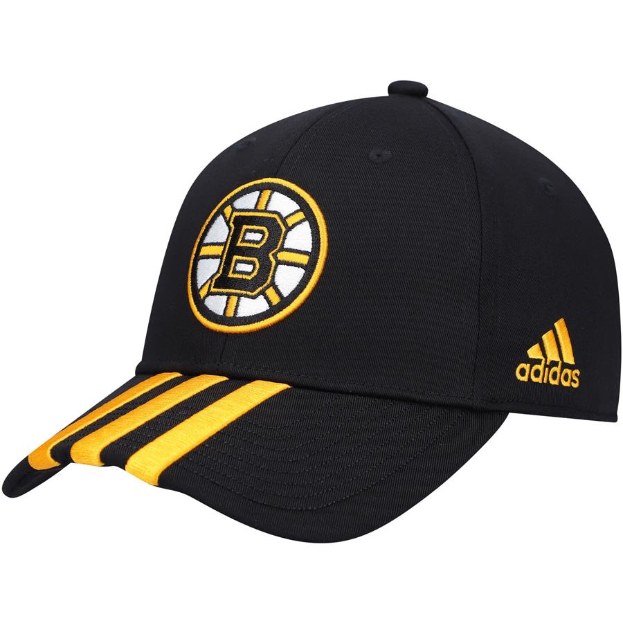 Boston Bruins adidas Locker Room Three Stripe Adjustable Hat - Black