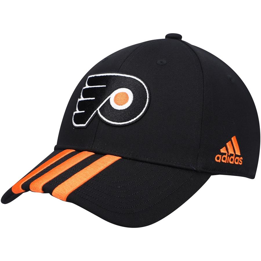 Philadelphia Flyers adidas Locker Room Three Stripe Adjustable Hat - Black