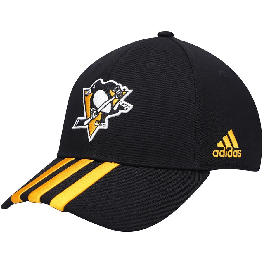 Pittsburgh Penguins adidas Locker Room Three Stripe Adjustable Hat - Black