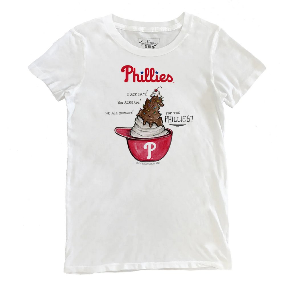 Philadelphia Phillies Tiny Turnip Women's Sundae Helmet T-Shirt - White