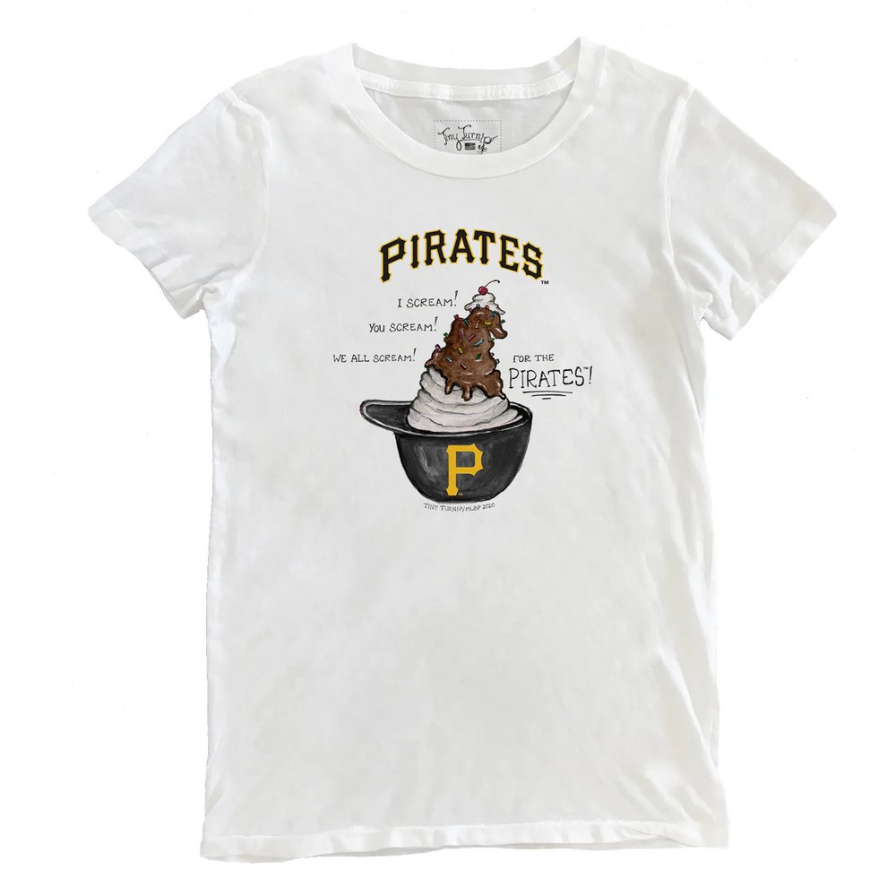 Pittsburgh Pirates Tiny Turnip Women's Sundae Helmet T-Shirt - White