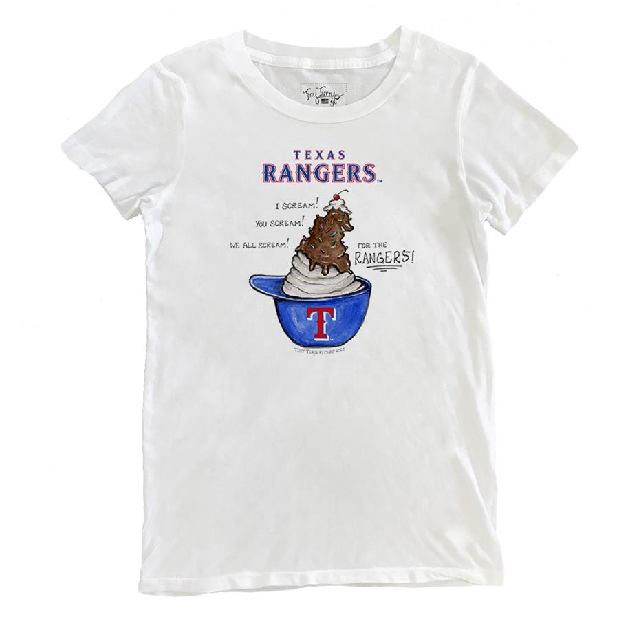 Texas Rangers Tiny Turnip Women's Sundae Helmet T-Shirt - White