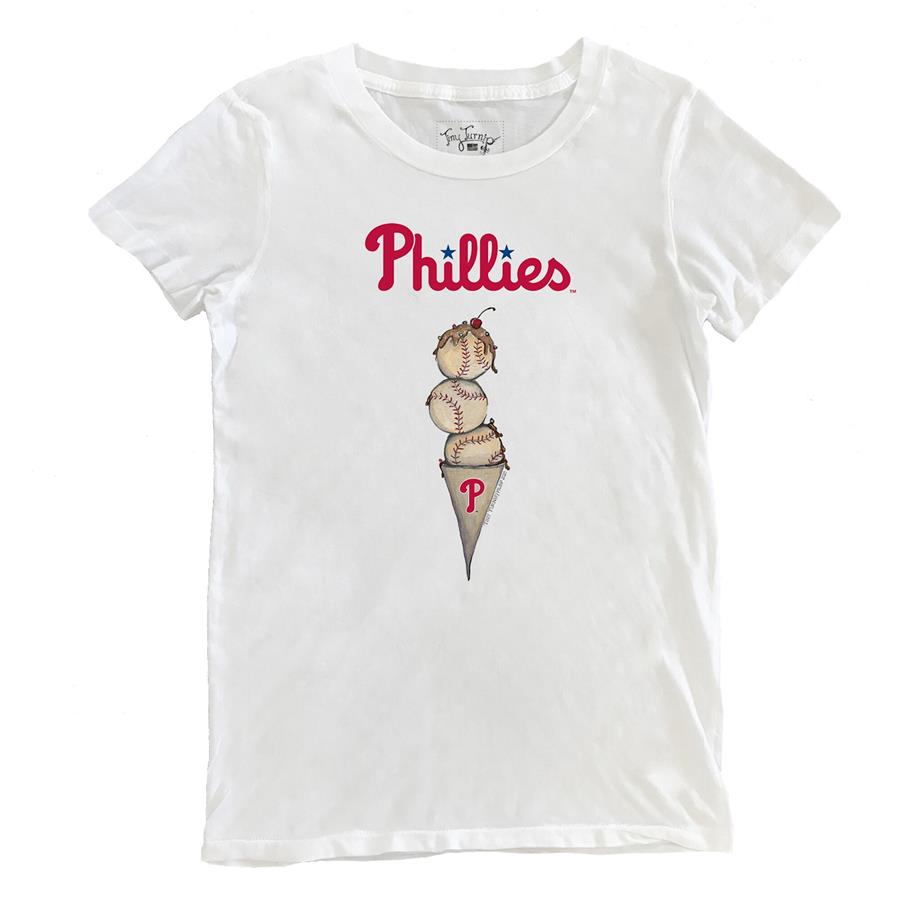 Philadelphia Phillies Tiny Turnip Women's Triple Scoop T-Shirt - White