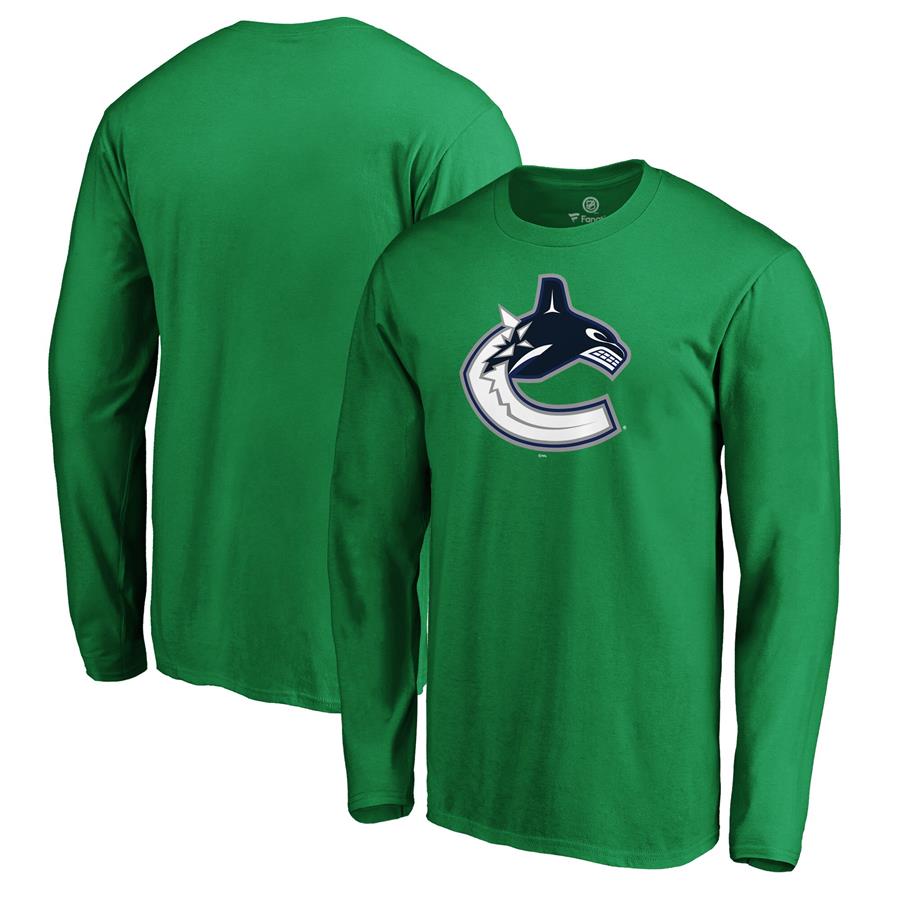 Vancouver Canucks Fanatics Branded Primary Logo Long Sleeve T-Shirt - Green