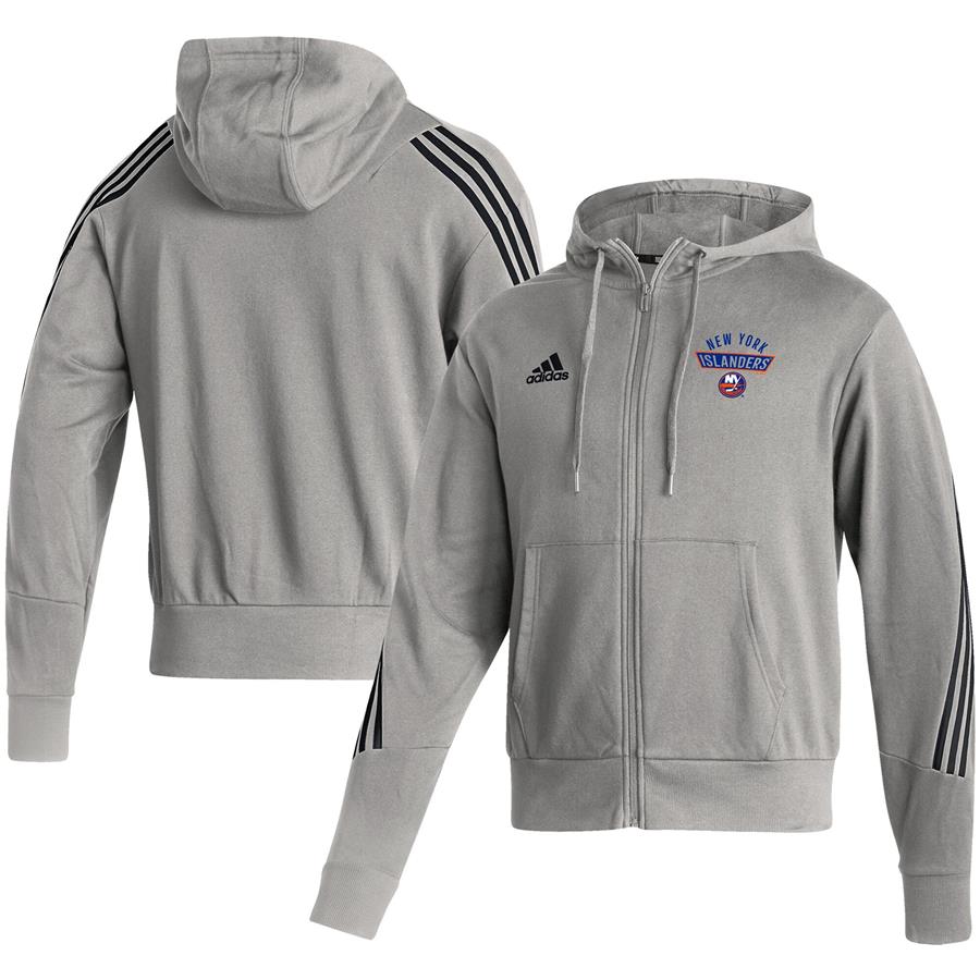 New York Islanders adidas Fashion Full-Zip Hoodie - Heathered Gray