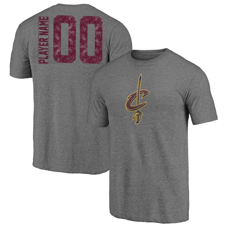 Cleveland Cavaliers Fanatics Branded Heritage Any Name and Number Tri-Blend T-Shirt - Heathered Gray