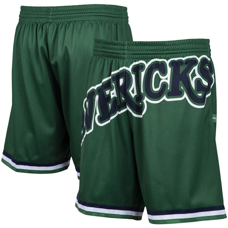 Dallas Mavericks Mitchell & Ness Hardwood Classics Big Face 2.0 Shorts - Green