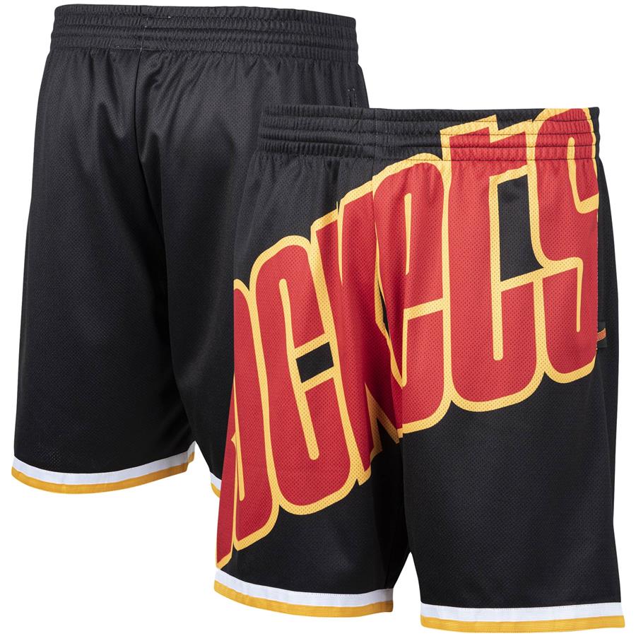 Houston Rockets Mitchell & Ness Hardwood Classics Big Face 2.0 Shorts - Black