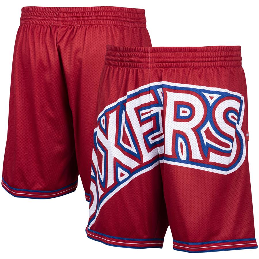 Philadelphia 76ers Mitchell & Ness Hardwood Classics Big Face 2.0 Shorts - Red