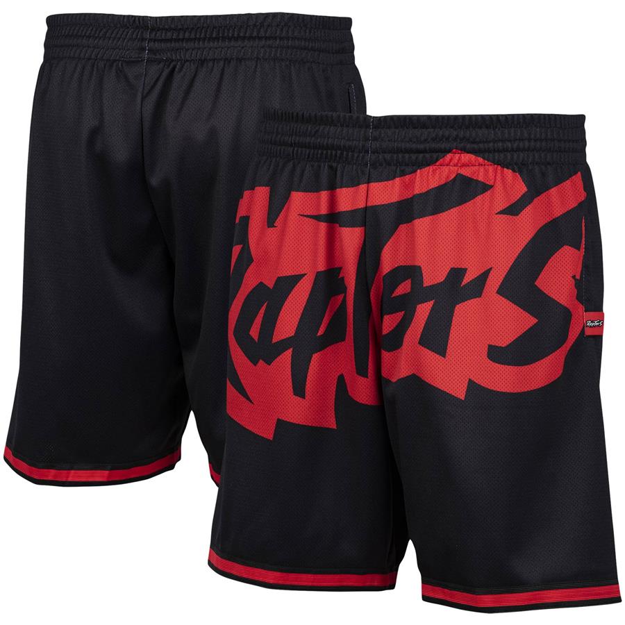 Toronto Raptors Mitchell & Ness Hardwood Classics Big Face 2.0 Shorts - Black