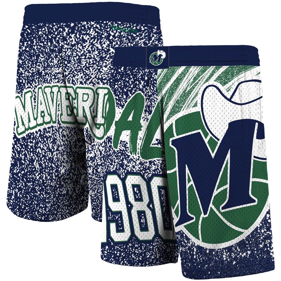 Dallas Mavericks Mitchell & Ness Hardwood Classics Jumbotron Sublimated Shorts - Navy