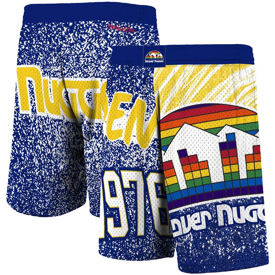 Denver Nuggets Mitchell & Ness Hardwood Classics Jumbotron Sublimated Shorts - Royal