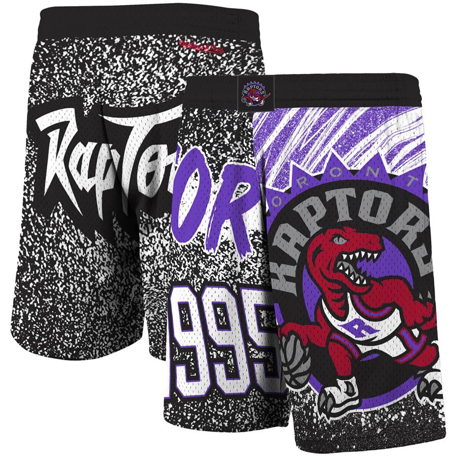 Toronto Raptors Mitchell & Ness Hardwood Classics Jumbotron Sublimated Shorts - Black