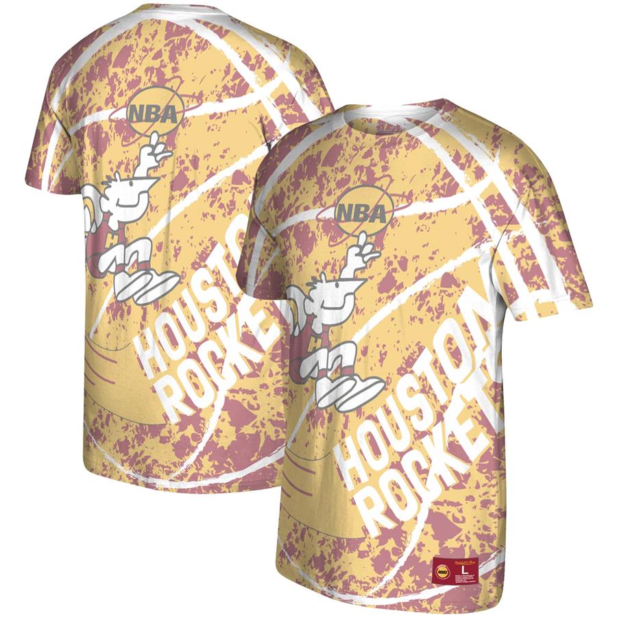 Houston Rockets Mitchell & Ness Hardwood Classics Jumbotron T-Shirt - Gold