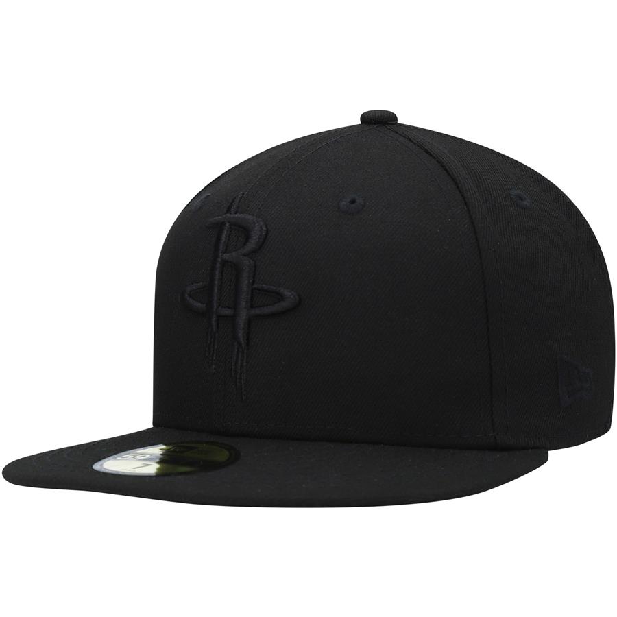 Houston Rockets New Era Black On Black 59FIFTY Fitted Hat