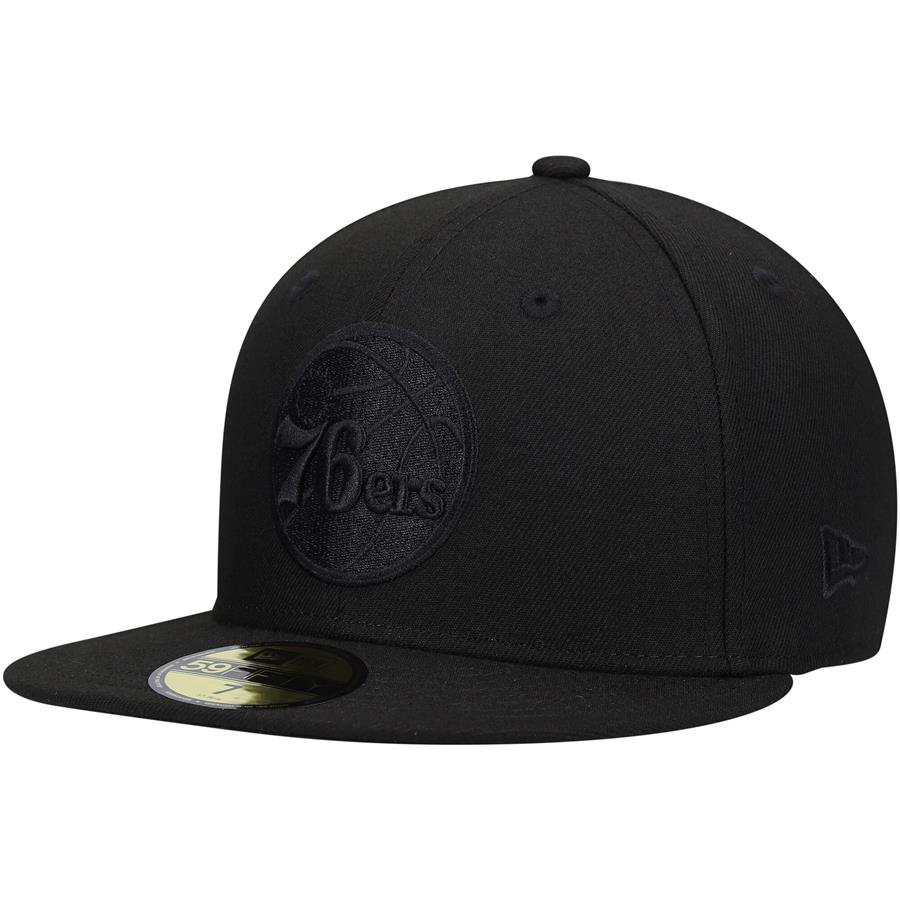 Philadelphia 76ers New Era Black On Black 59FIFTY Fitted Hat