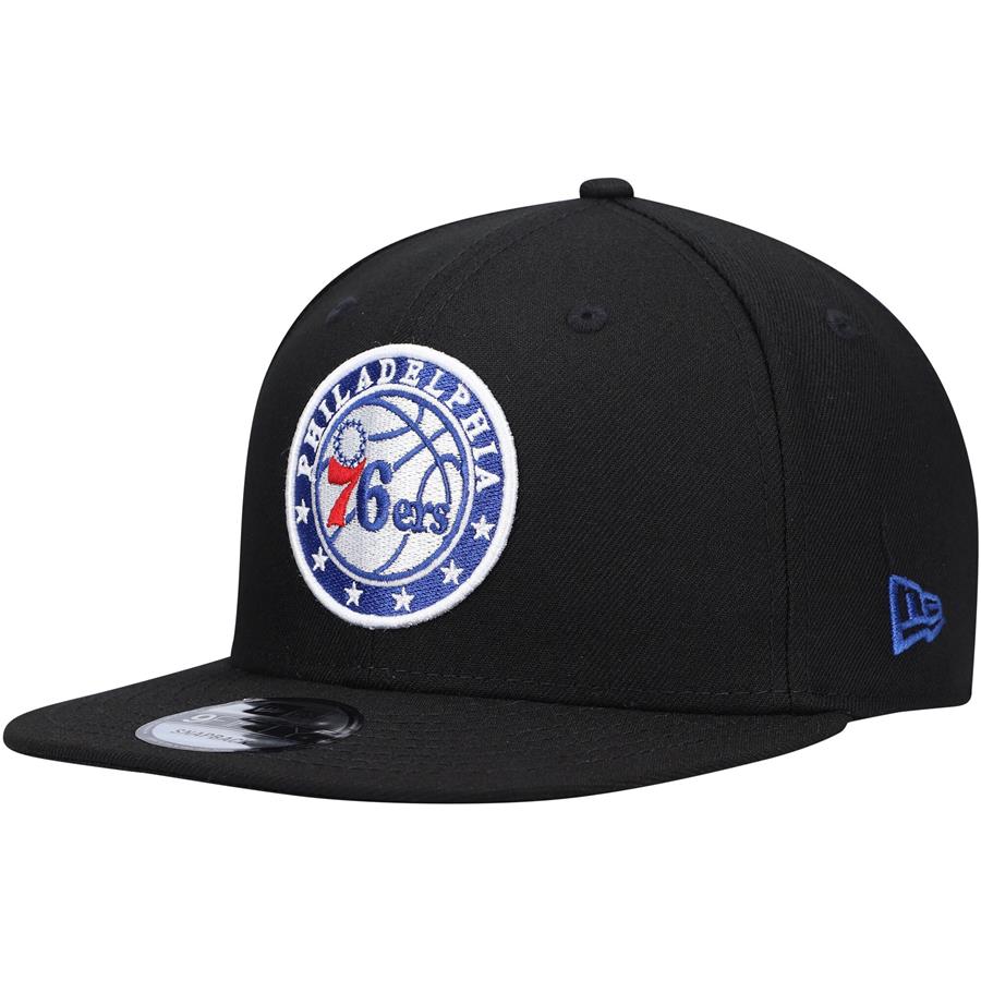 Philadelphia 76ers New Era Team Color Pop 9FIFTY Snapback Hat - Black