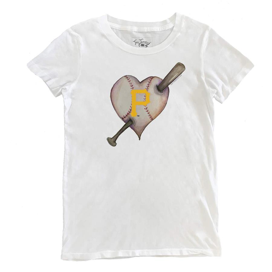 Pittsburgh Pirates Tiny Turnip Women's Heart Bat T-Shirt - White