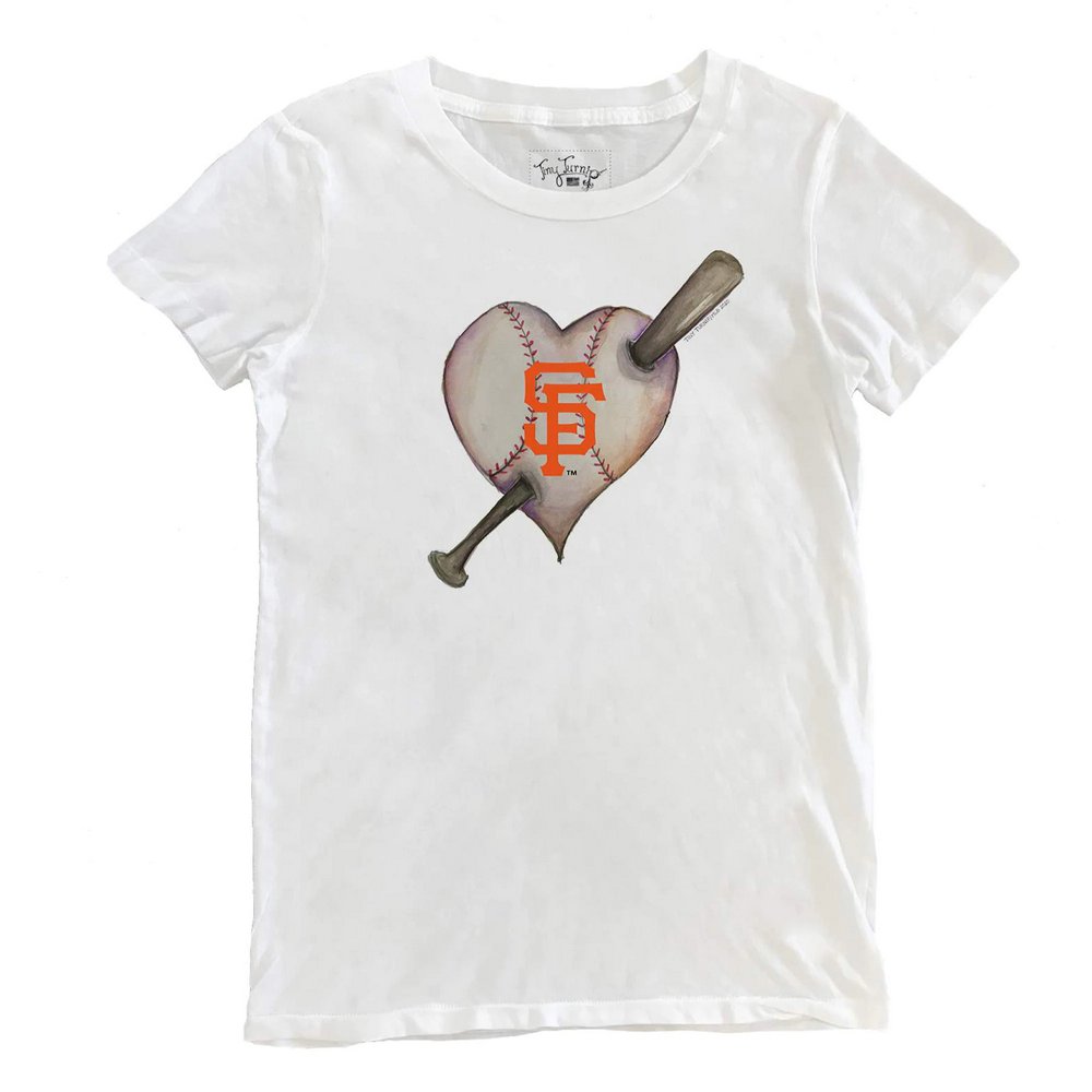San Francisco Giants Tiny Turnip Women's Heart Bat T-Shirt - White