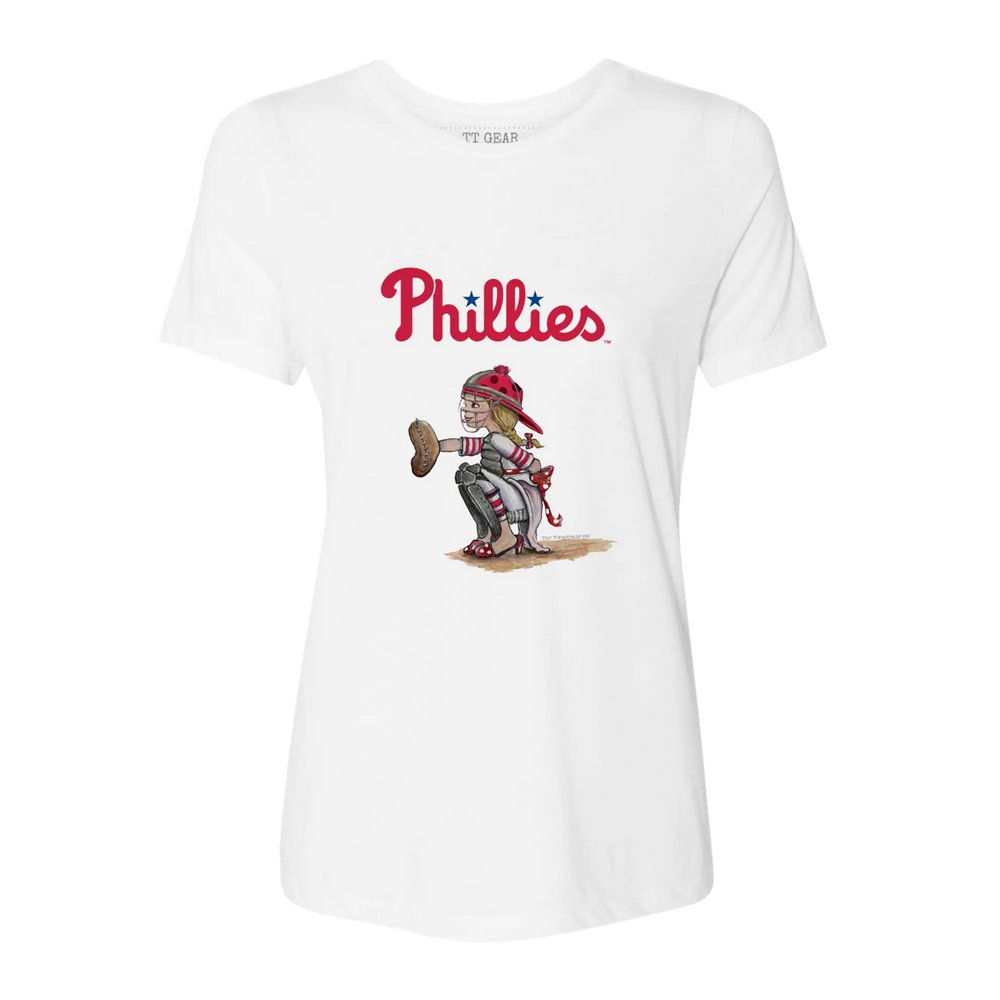 Philadelphia Phillies Tiny Turnip Women's Kate the Catcher T-Shirt - White
