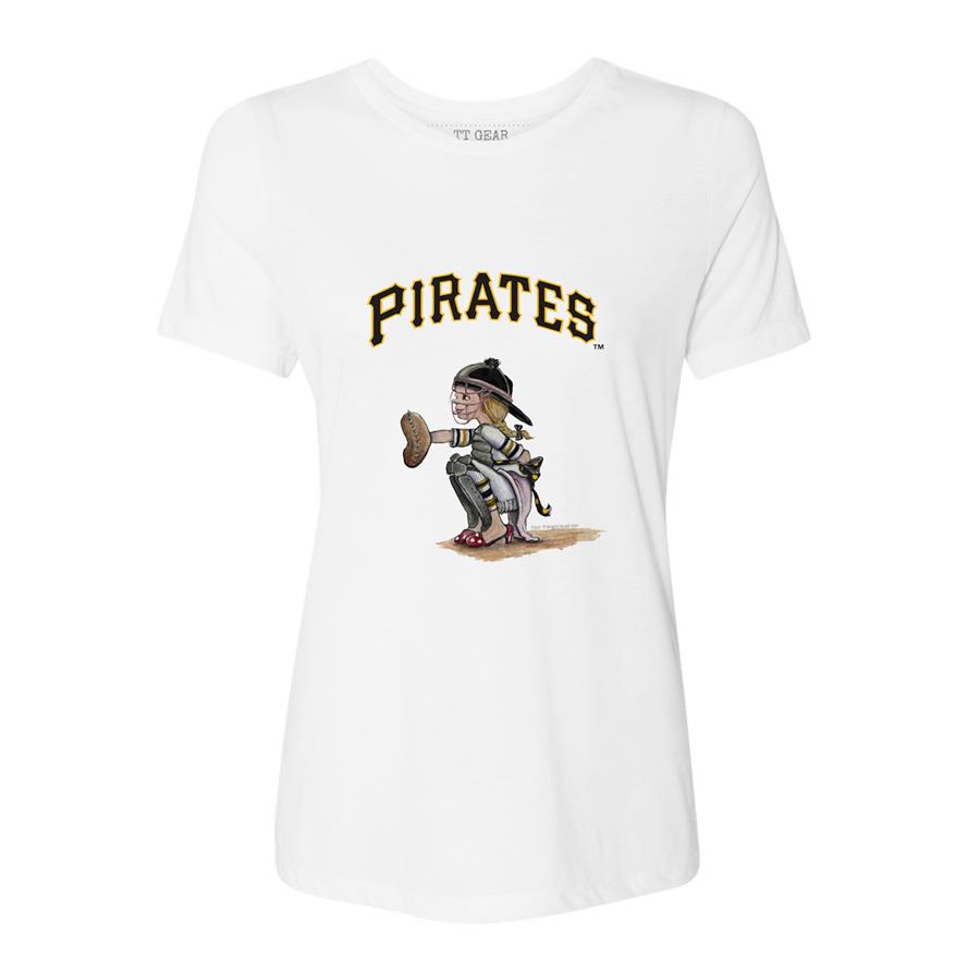 Pittsburgh Pirates Tiny Turnip Women's Kate the Catcher T-Shirt - White