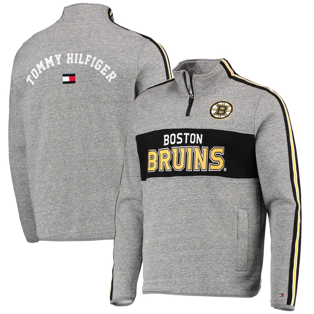 Boston Bruins Tommy Hilfiger Mario Quarter-Zip Jacket - Heathered Gray