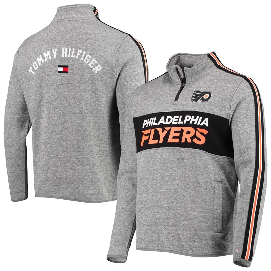 Philadelphia Flyers Tommy Hilfiger Mario Quarter-Zip Jacket - Heathered Gray