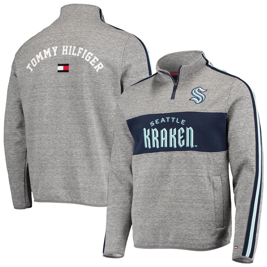 Seattle Kraken Tommy Hilfiger Mario Quarter-Zip Jacket - Heathered Gray