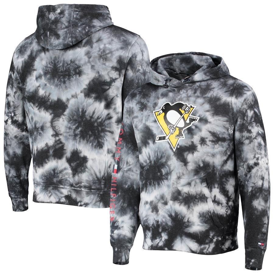 Pittsburgh Penguins Tommy Hilfiger Stanley Tie-Dye Pullover Hoodie - Black