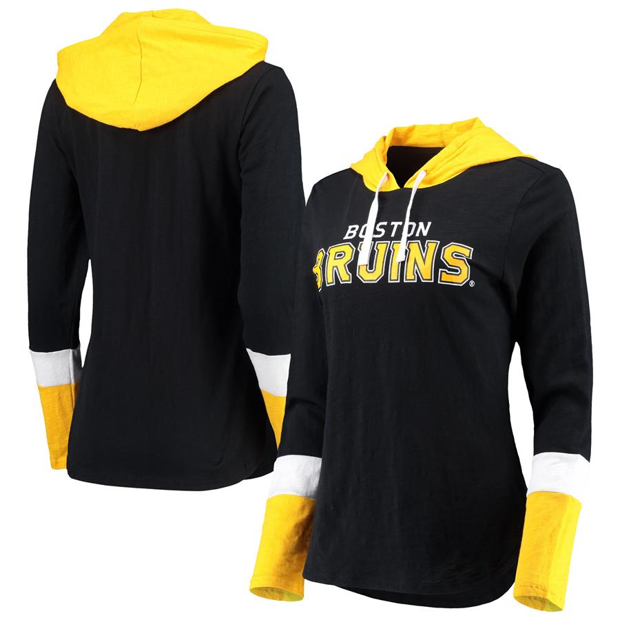 Boston Bruins G-III 4Her by Carl Banks Women's Passing Play Hoodie Long Sleeve T-Shirt - Black