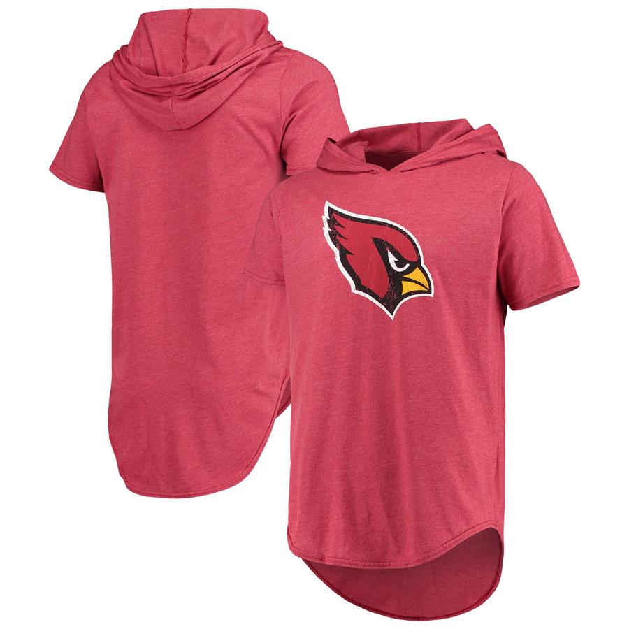 Arizona Cardinals Majestic Threads Primary Logo Tri-Blend Hoodie T-Shirt - Cardinal