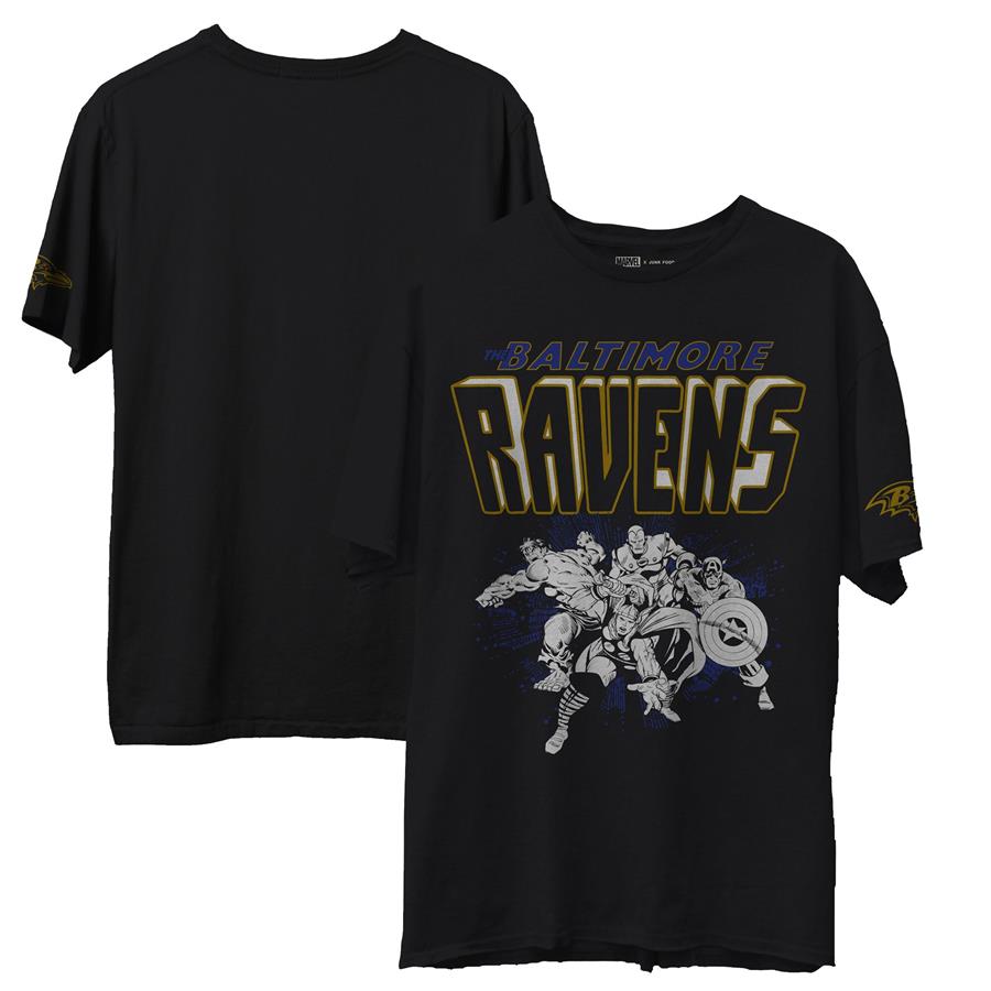 Baltimore Ravens Junk Food Marvel T-Shirt - Black