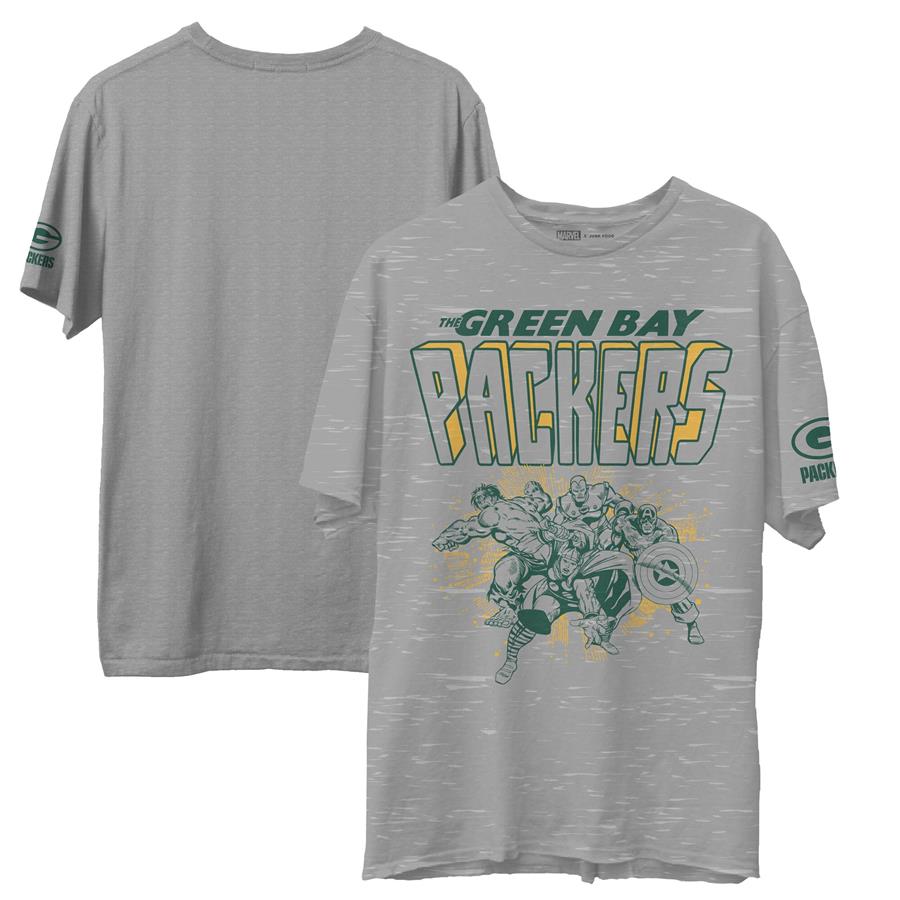 Green Bay Packers Junk Food Marvel T-Shirt - Heathered Gray