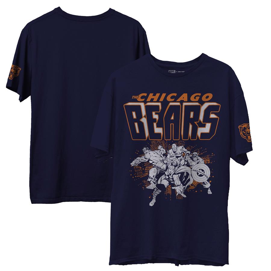 Chicago Bears Junk Food Marvel T-Shirt - Navy