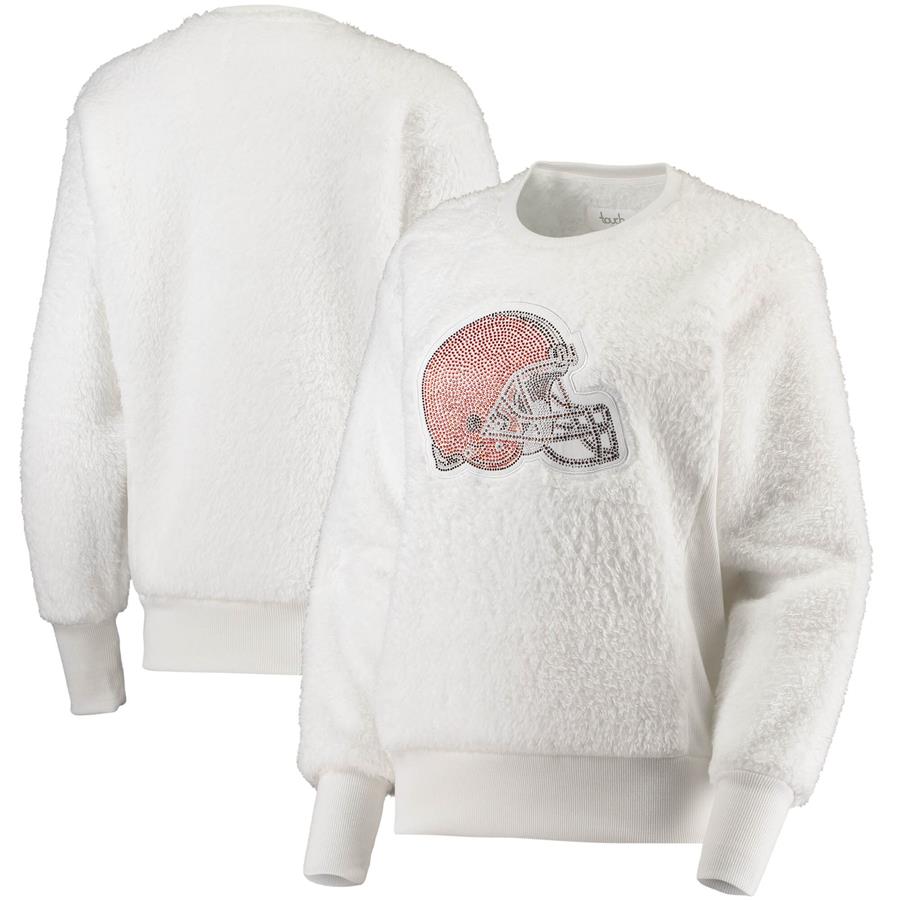 Cleveland Browns Touch Women's Milestone Tracker Pullover Sweatshirt - White