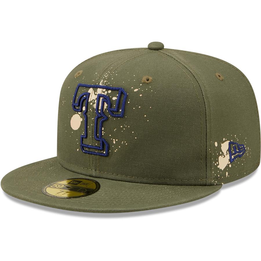 Texas Rangers New Era Splatter 59FIFTY Fitted Hat - Olive